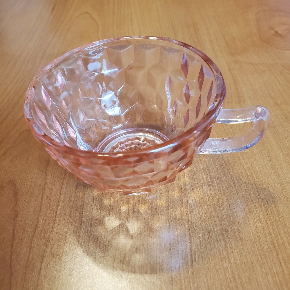 Vintage Cube "Cubist" Cup Pink Depression Glass